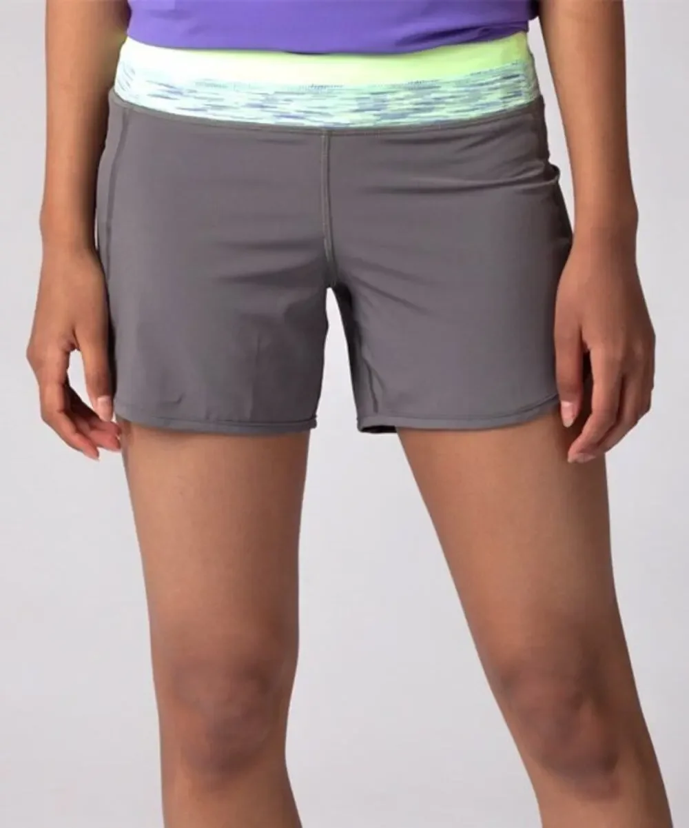 Lululemon Ivivva Slate & Faded Zap Fresh Teal Relay Racer Shorts Swift